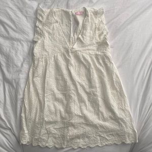 Pink Lily dress/romper white eyelet